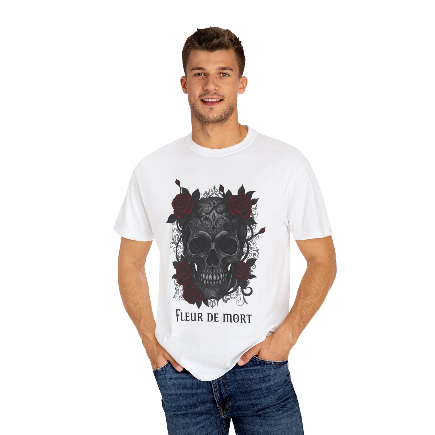 Fleur de Mort Unisex T-shirt | Gothic Style Tee, Skull Design Shirt, Alternative Fashion, Casual Wear, Unique Gift Idea