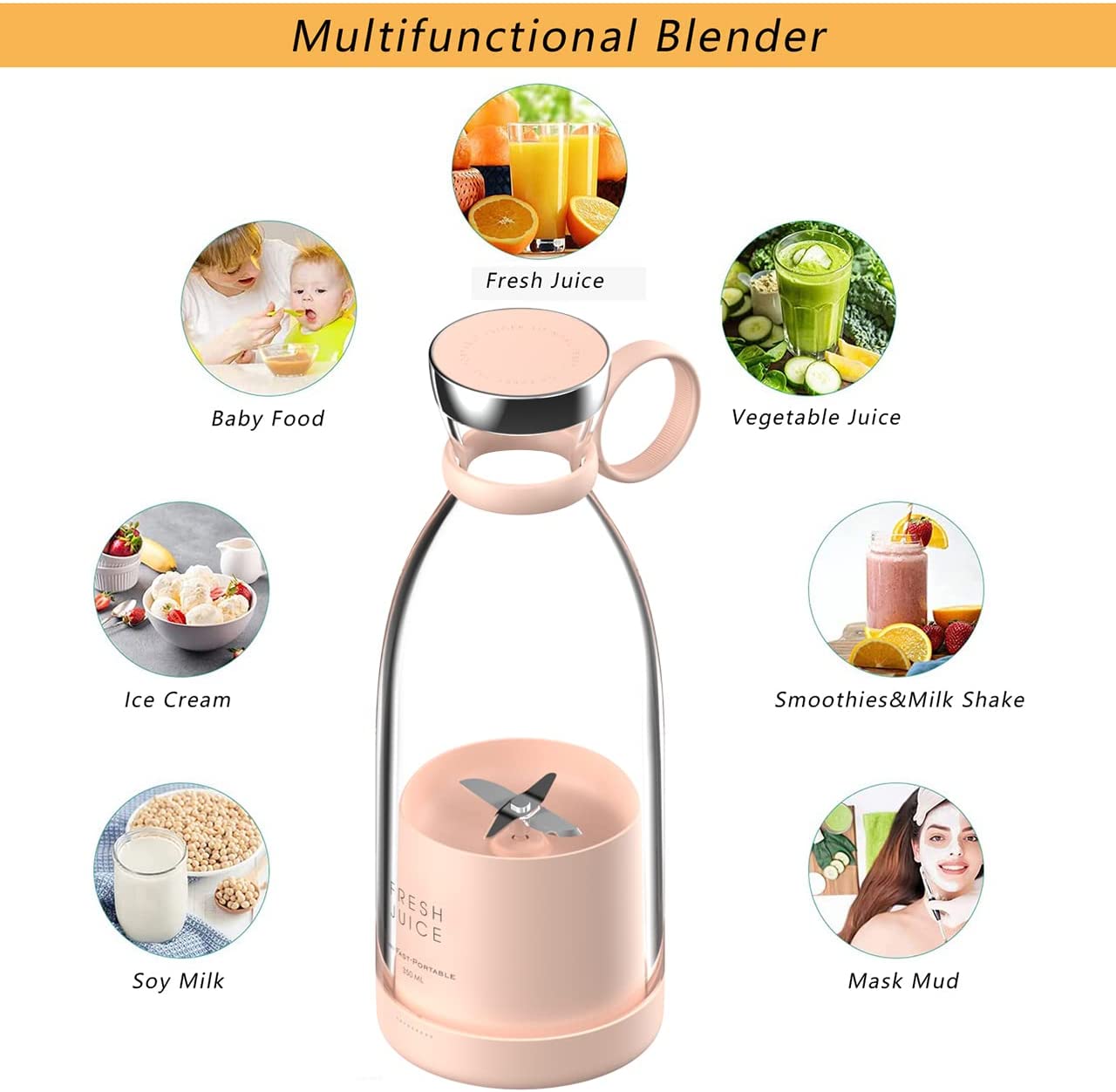 Portable Smoothie Blender Bottle